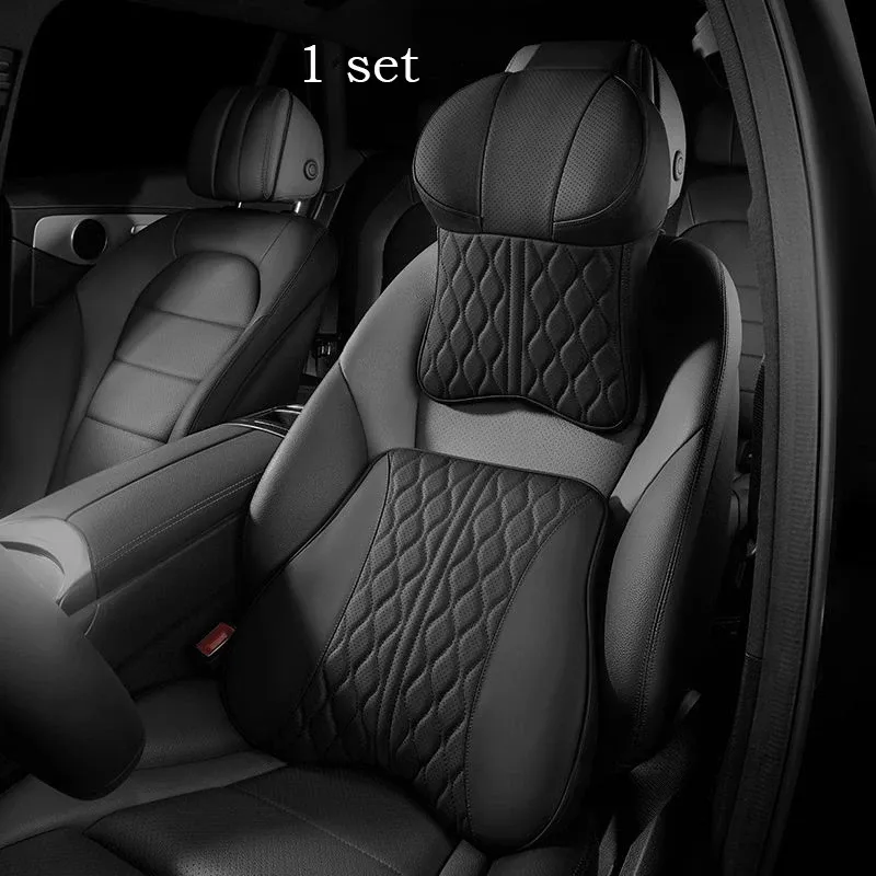

Подушка для автомобильного сиденья с 3D эффектом памяти, поддержка поясницы, кожаный подголовник, подушка для спинки сиденья в салоне путешествий, лучшие автомобильные новые аксессуары