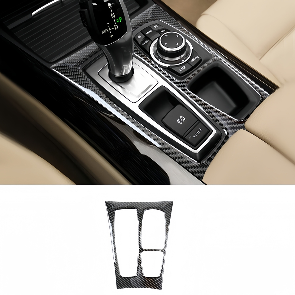 

Для BMW X5 E70 2007-2013 Для BMW X6 E71 2008-2014 Углеродное волокно Авто Интерьер Коробка переключения передач Панель Крышка Накладка Accessoire Voiture
