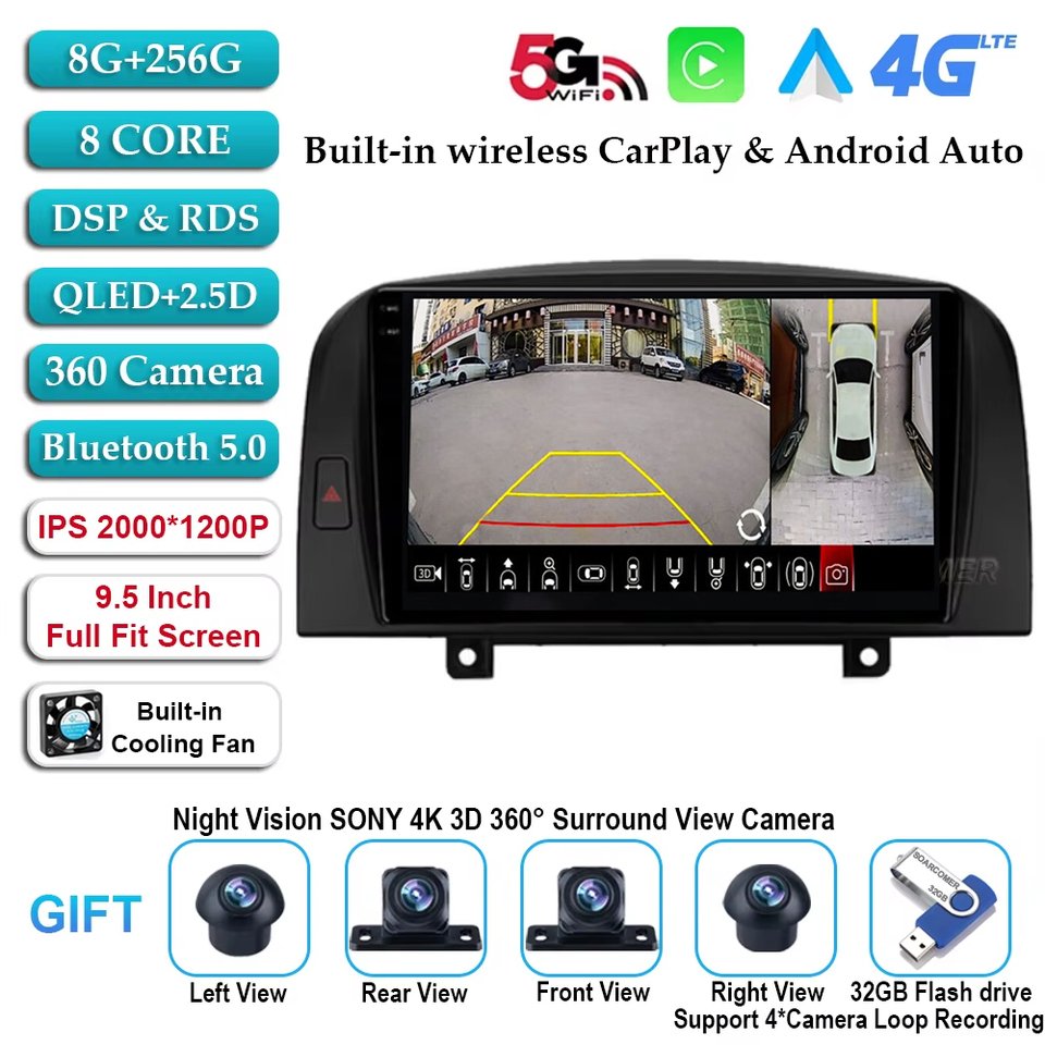 

Android 14 для Hyundai SONATA NF 2004 2005 2006 2007 2008 Carplay Автомагнитола мультимедийный плеер GPS-навигация BT DSP NO 2DIN DVD