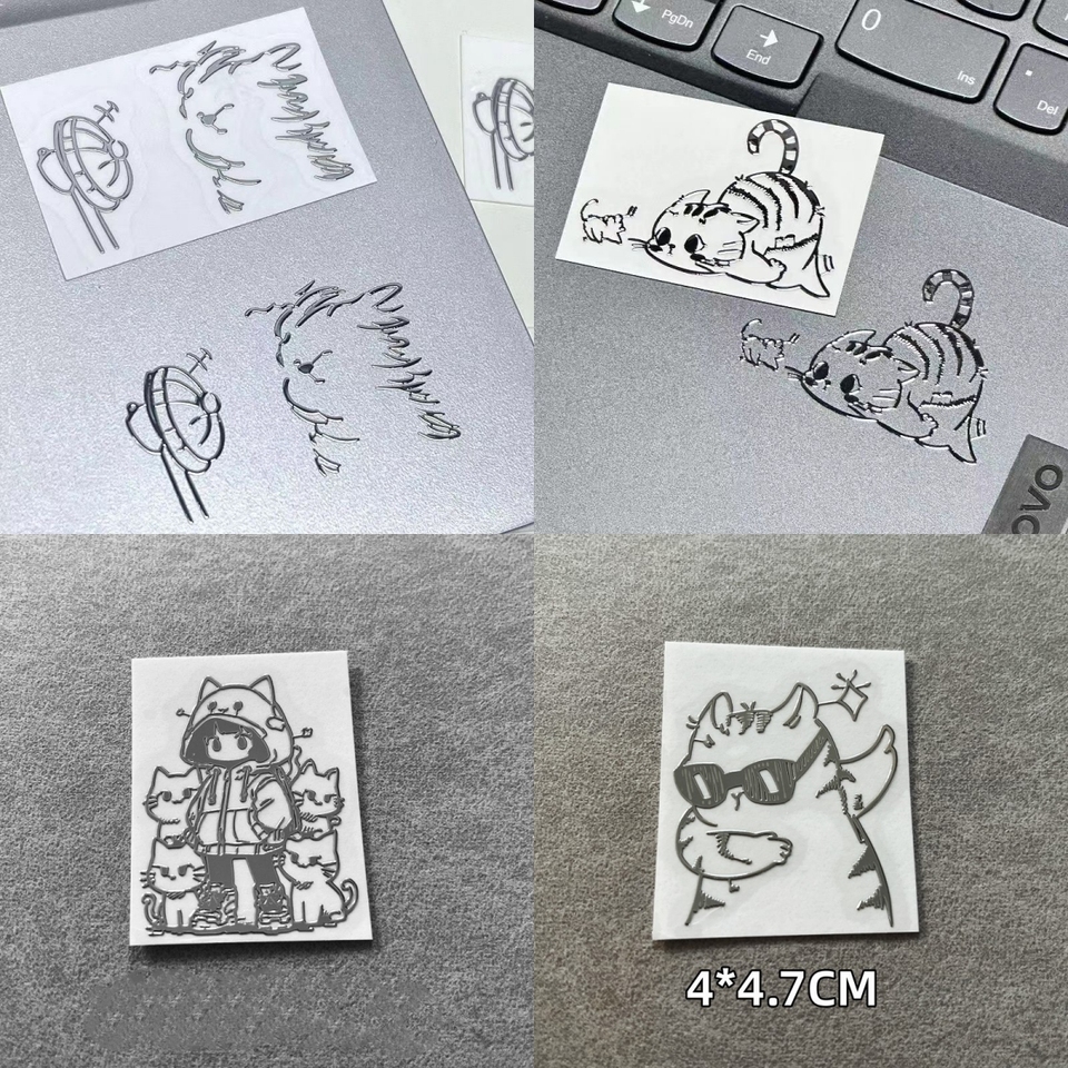 

4 шт./компл., металлическая 3D наклейка с изображением кота, высококачественный чехол для ноутбука, телефона, милый мультяшный декор, наушники, водонепроницаемая наклейка с граффити
