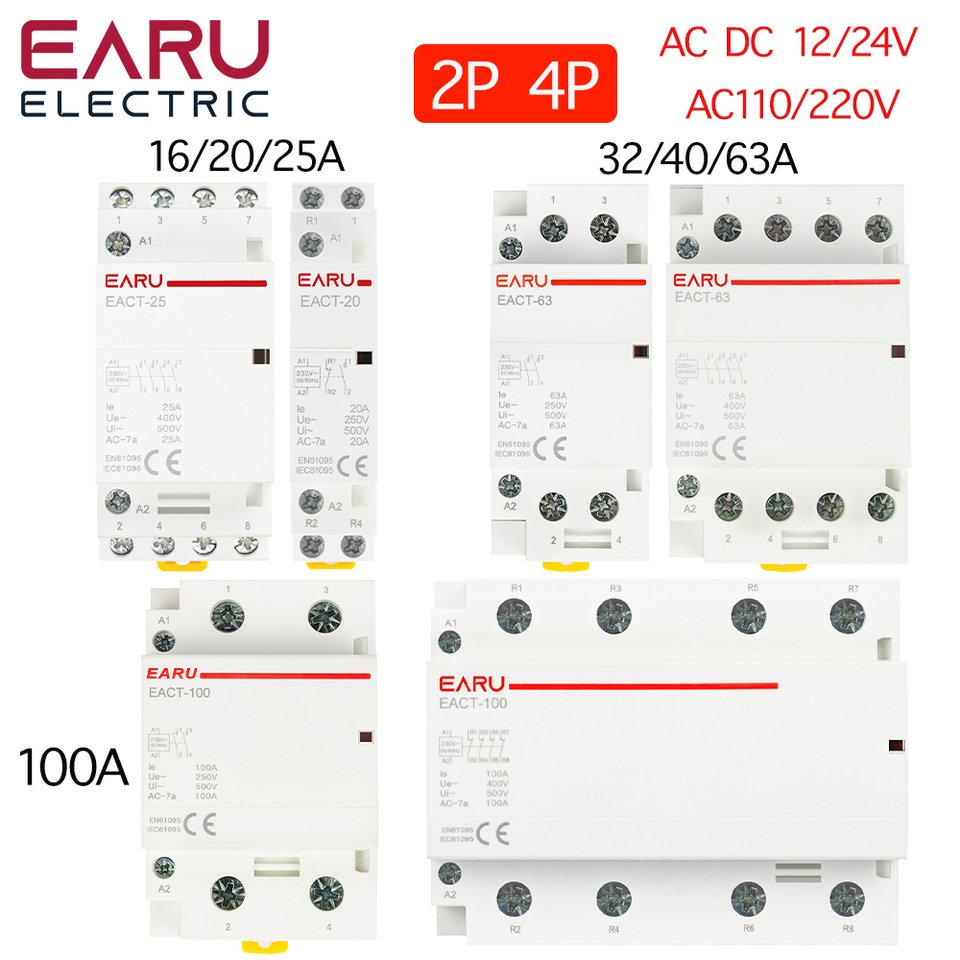 

EARUELETRIC Контактор переменного тока 2P/4P 16-100A 220В