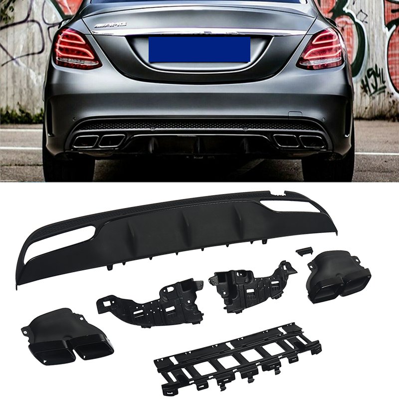 

Для Mercedes Benz W205 C300 C350 AMG 2014-2019, задний диффузор + Наконечники выхлопных газов