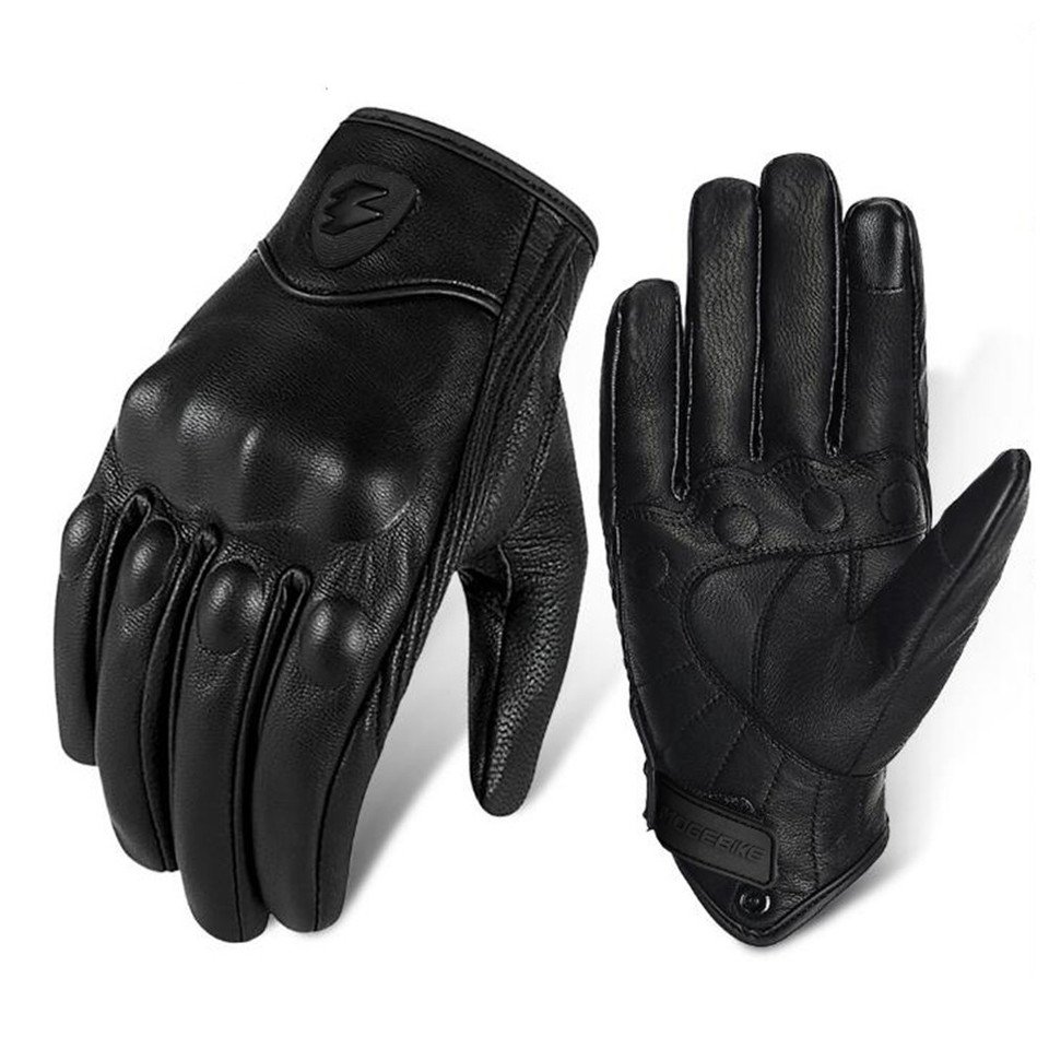 

MOGEBIKE Real Leather Motorcycle Gloves Breathable Full Finger Motorbike Racing Riding Glove Touch Screen Retro Motocross Gloves