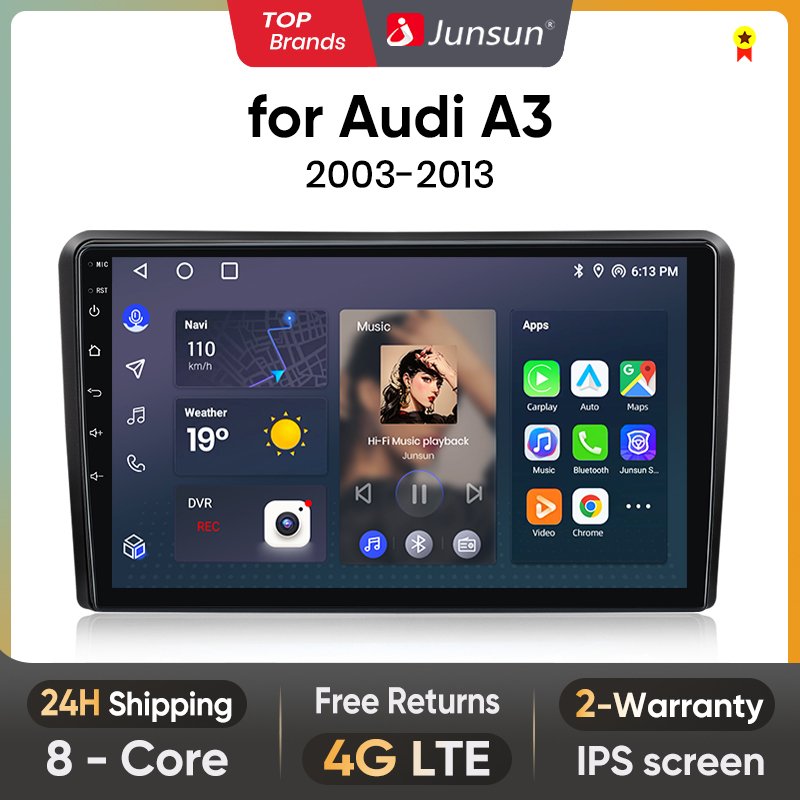

Автомагнитола Junsun V1 для Audi A3, 2, 8P, 2003-2013, 4G, GPS