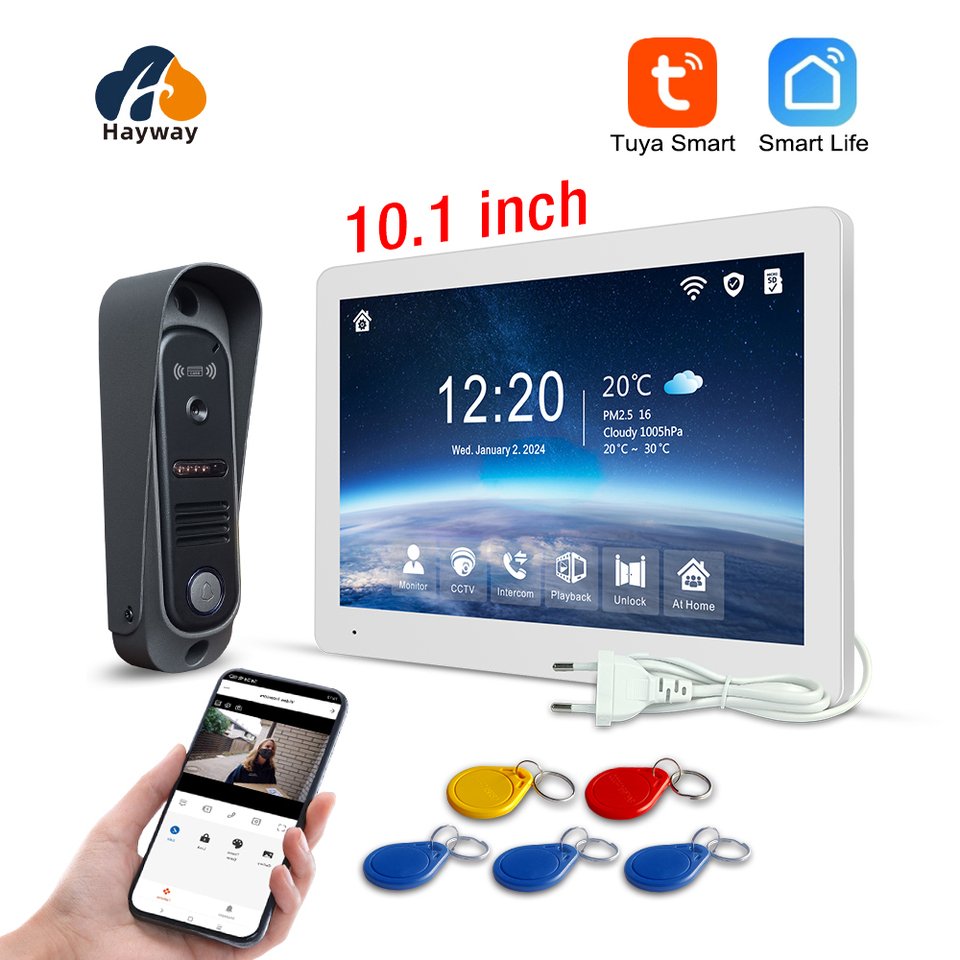 

Беспроводная система дверного звонка Wi-Fi, камера 1080P, сенсорный экран IPS 10 дюймов, мобильное обнаружение видеодомофона, разблокировка ID-карты и т. д.