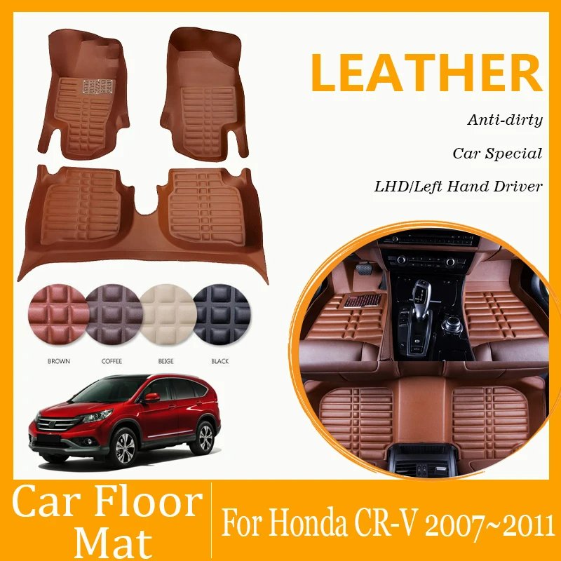 

3 шт. автомобильные коврики для Honda CR-V CRV RE 2007 ~ 2011, противогрязный чехол для левого водителя, водостойкий коврик для ног, ковер, автомобильные аксессуары