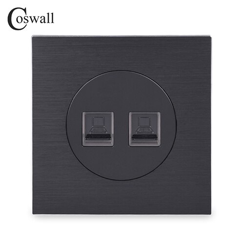 

Алюминиевая панель Coswall CAT5E, двойной разъем RJ45 для интернет-розетки, настенная компьютерная розетка, черный рыцарь