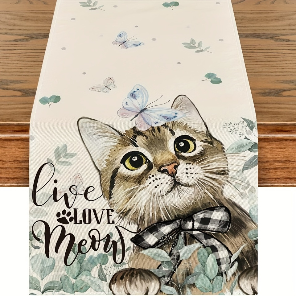 

Льняные дорожки для стола Eucalyptus Cat Butterfly Pattern