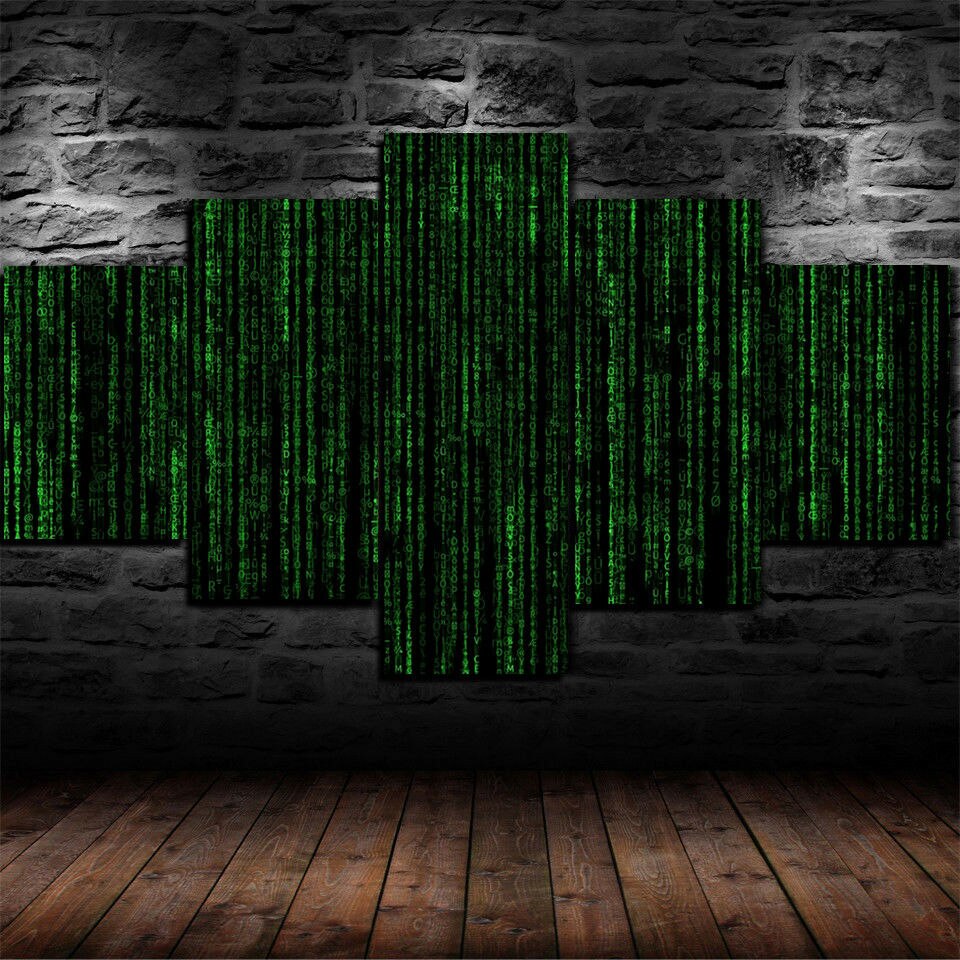 

Green Code Matrix Movie Poster 5 Panel Canvas Print