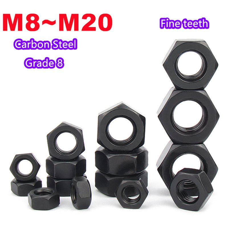 

M8 M10 M12 M14 M16 M18 M20 черная мелкая резьба Шестигранная гайка класс 8 углеродистая сталь шестигранный винт Шаг 1/1/1. 5 мм