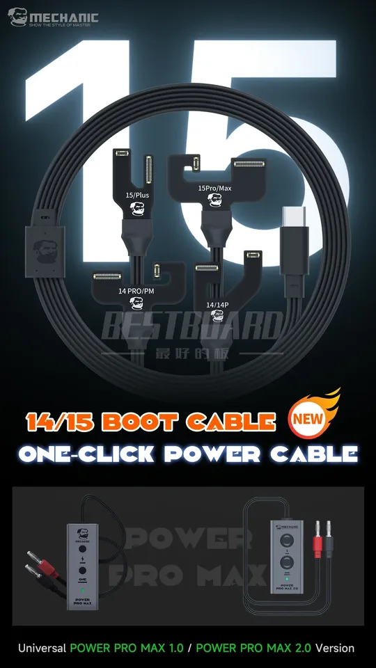 

MECHANIC Power Pro Max 2,0 15 FPC, одна кнопка, запуск линии загрузки, тестовый кабель питания, вход Type-C для IPhone 6-15 Pro Max