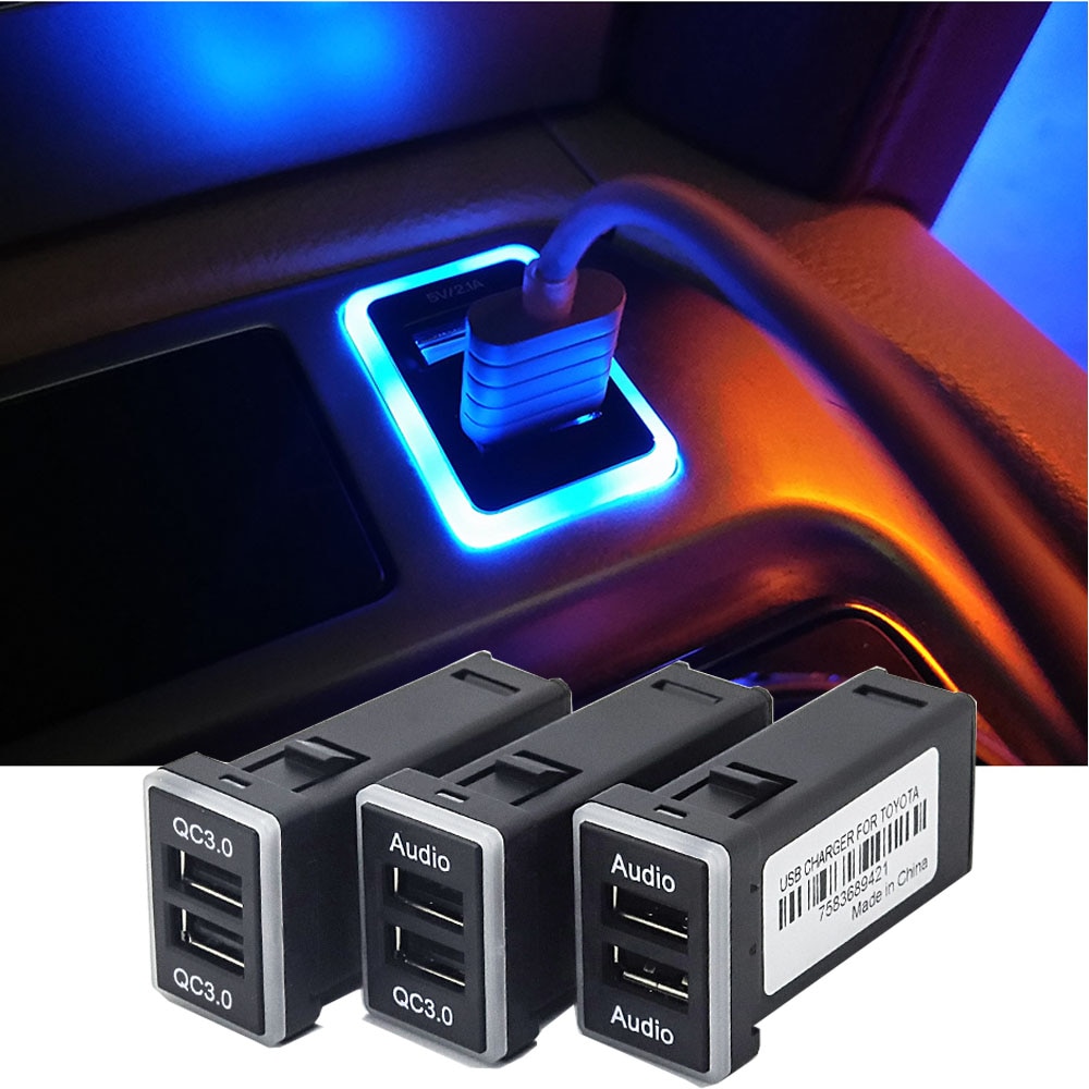 

Автомобильное светодиодный ное быстрое зарядное устройство USB QC3.0 для Toyota Camry, Corolla, Land Cruiser 200, Prado 150, Highlander, CHR RAV4, Yaris, Reiz, аксессуары