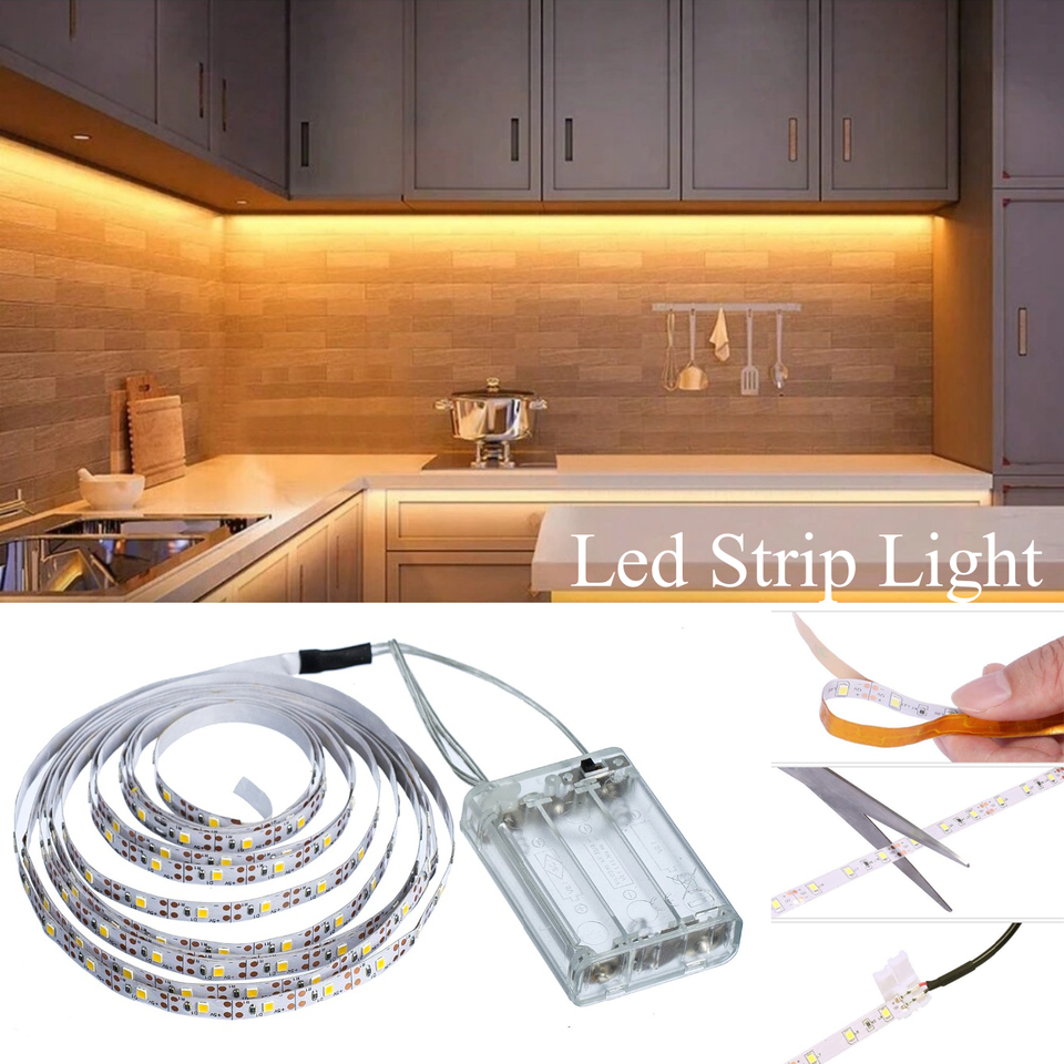 

Светодиодная лента SMD2835 теплый белый 1 метр 3xAA