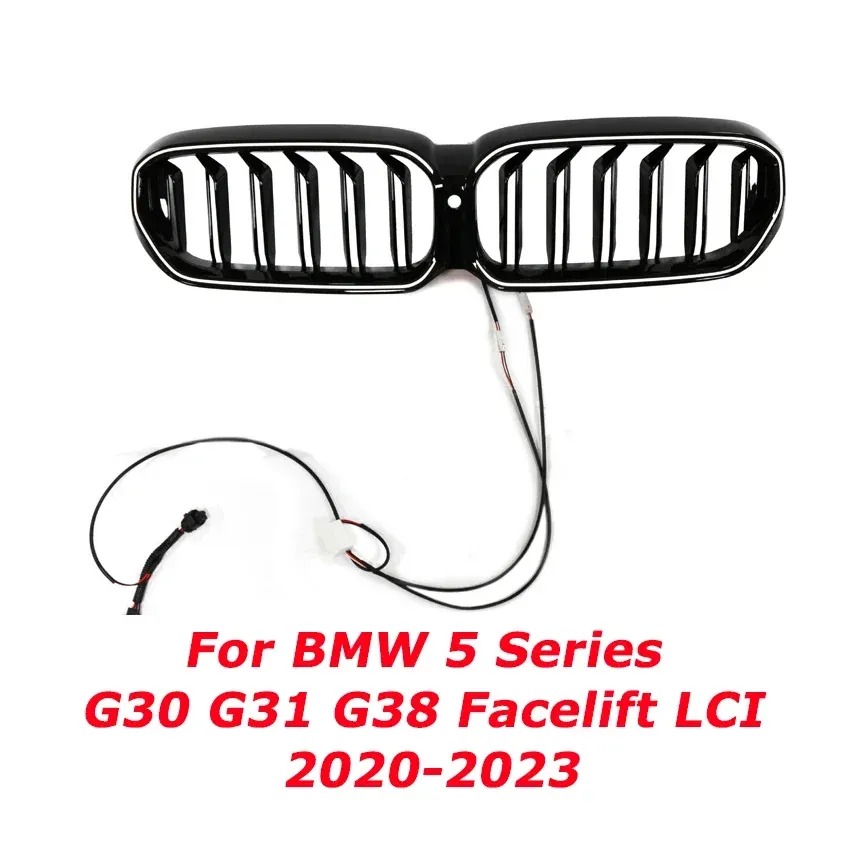 

Обновленная светодиодная решетка для BMW 5 серии G30 G31 G38 Facelift LCI 2020-2023, передний бампер, решетка с двойной линией, автомобильные аксессуары