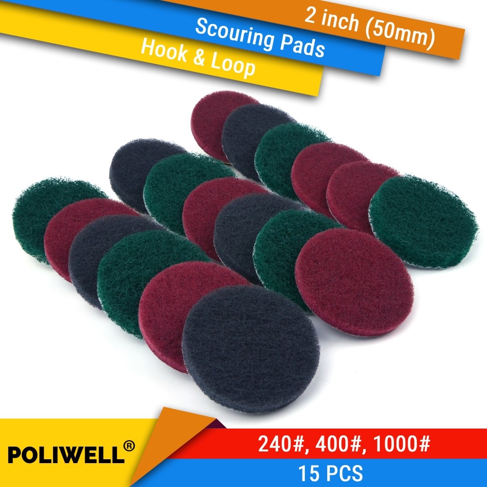

Промышленные мочалки POLIWELL 15 шт., 2 дюйма, нейлон 240#/400#/1000#