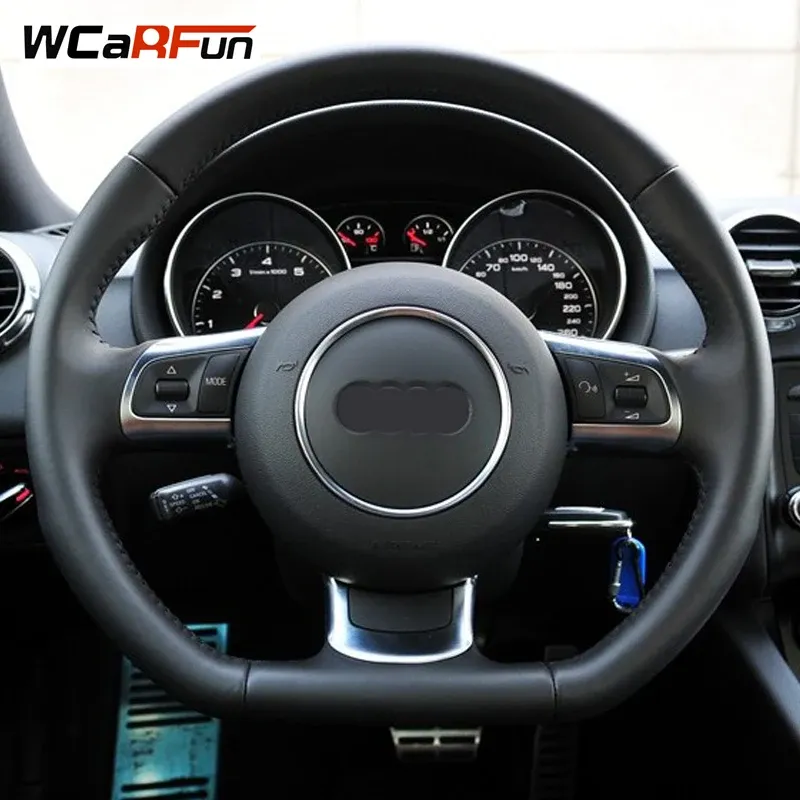 

WCaRFun сшитый вручную черный чехол рулевого колеса автомобиля из искусственной кожи для руля Audi TT 2008-2013