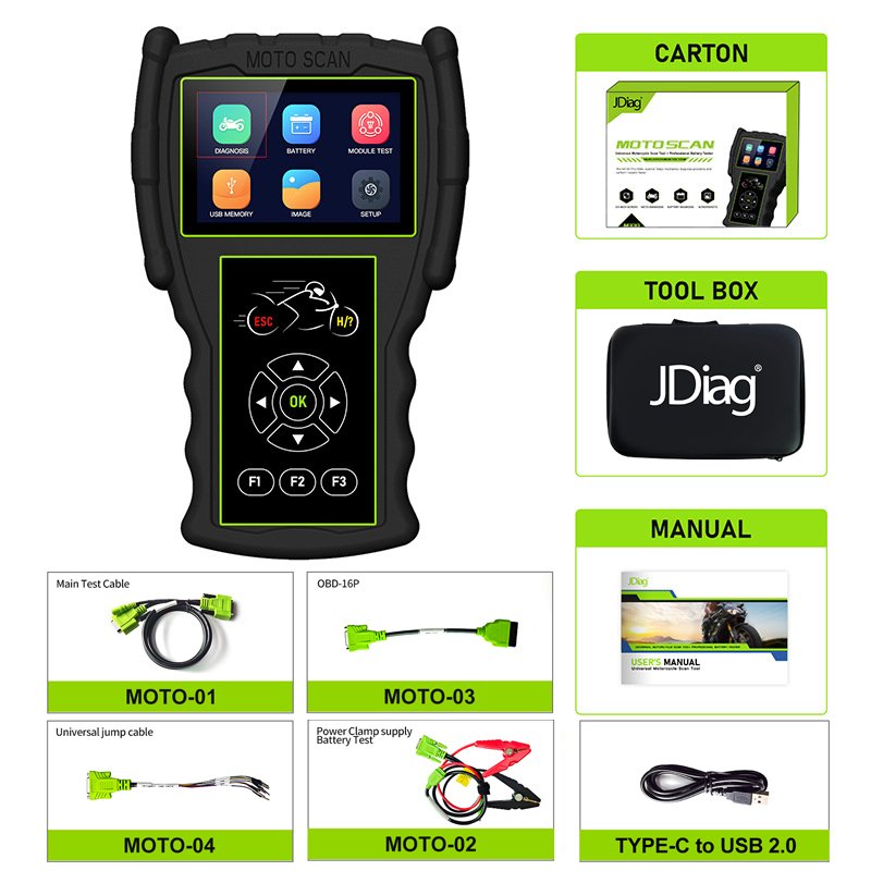 

Диагностический сканер для мотоцикла JDiag M100, OBD2 сканер кодов для Kawasaki, Yamaha, BMW, KTM, Honda, Suzuki, Хартфорд