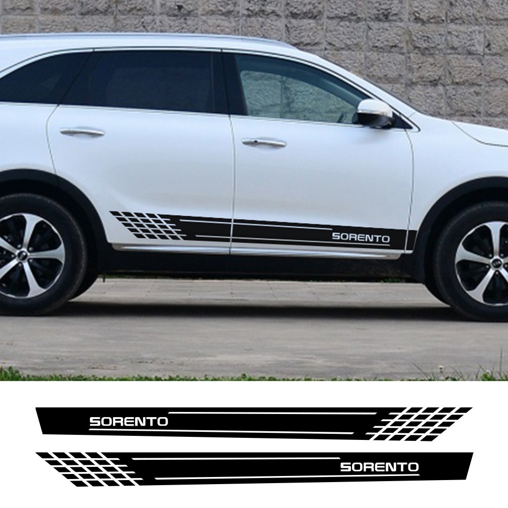 

2 Шт., Виниловые Наклейки В Полоску С Спортивным Декором Для KIA Sorento, Автомобильные Двери, Аксессуары Для Линии Талии
