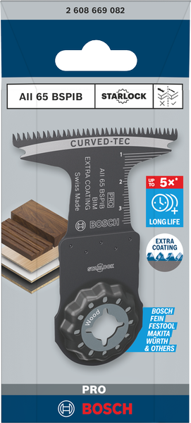 

Лезвия Bosch PRO Series AII 65, BSPIB StarLock для осциллирующего многофункционального инструмента с вырезом из твердой древесины