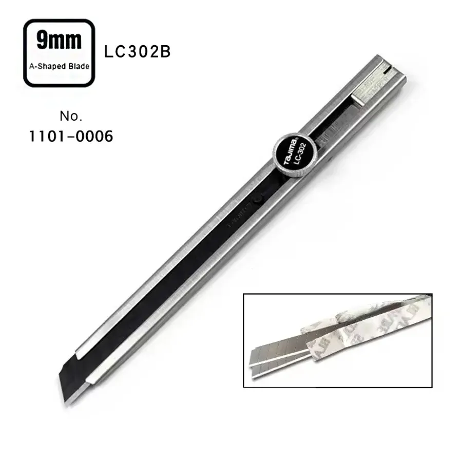 

TAJIMA LC302B Мини-универсальный нож с 2 лезвиями из нержавеющей стали шириной 9 мм и ручкой Прочные режущие инструменты (1101-0006)