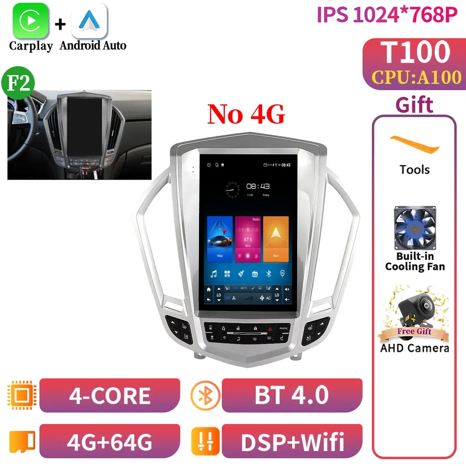 

9,7-дюймовый Android 14 для Cadillac SRX 2009-2012, автомобильный радиоприемник, мультимедийный интеллектуальный GPS, беспроводной сенсорный экран Carplay
