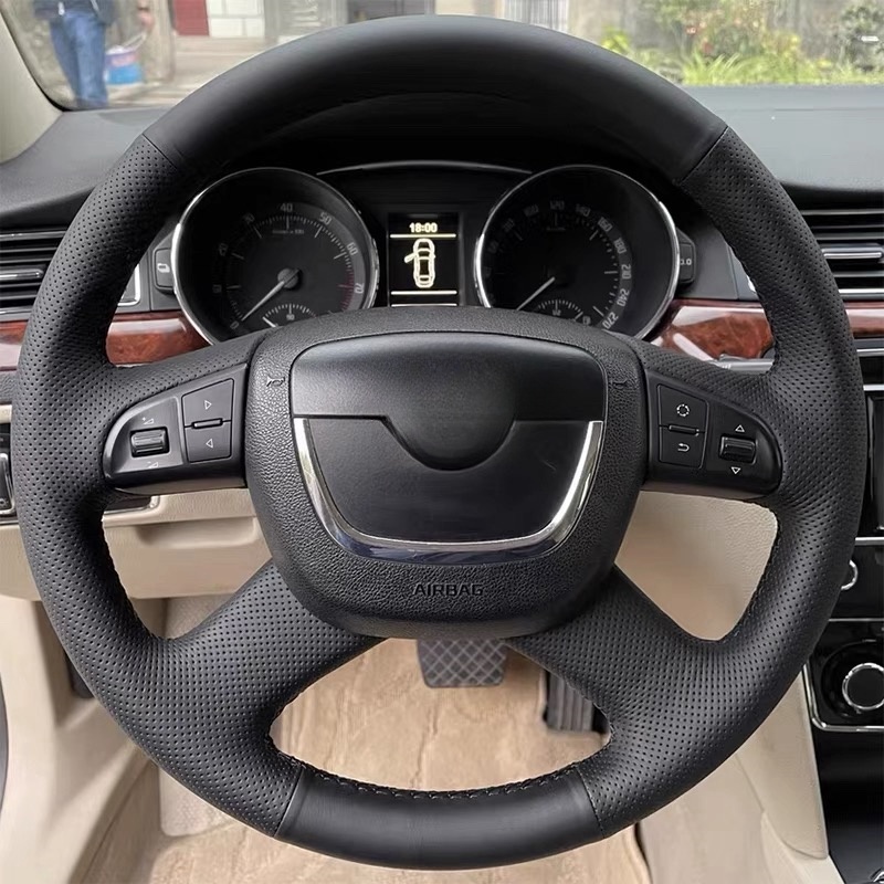 

Чехол на руль «сделай сам», дышащий чехол из искусственной кожи для Skoda Octavia a5 Superb 2012 2013, плетеный чехол для руля Skoda