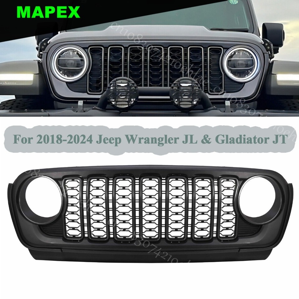 

2018-2024 Передняя решетка, черная сетчатая решетка, подходит для Jeep Wrangler JL/Gladiator JT