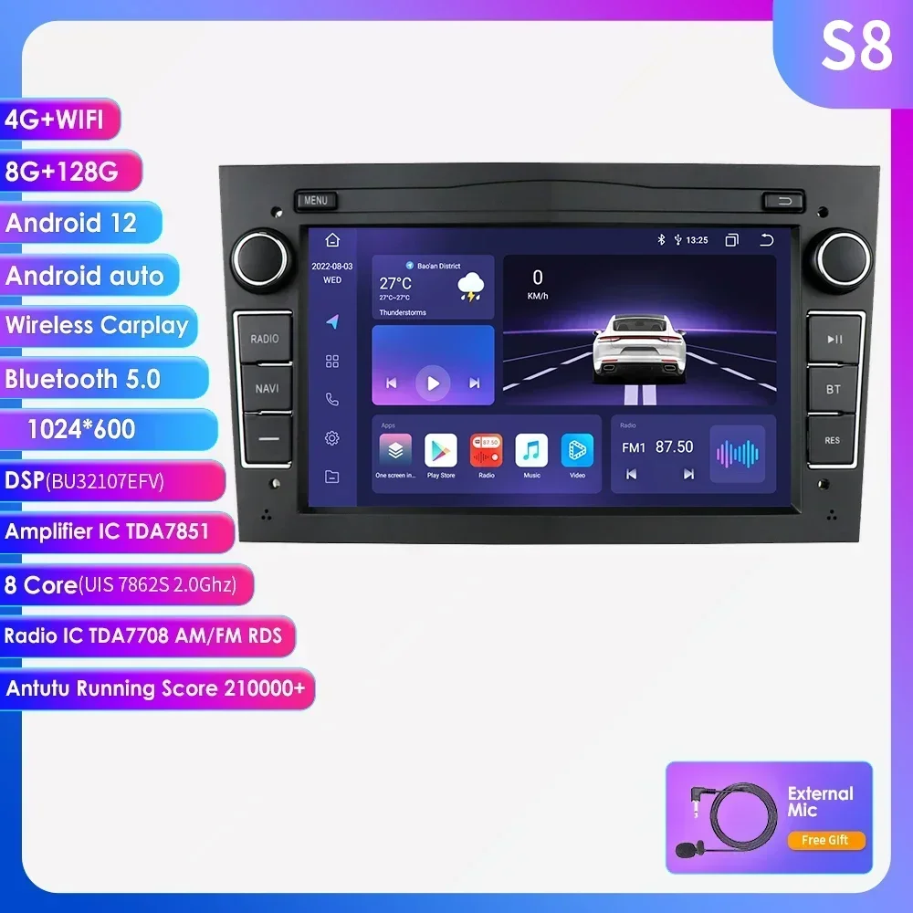 

Hizpo Carplay для Opel Astra H Vectra C Antara Zafira Corsa Android Автомобильный радиоприемник Мультимедийный плеер GPS Bluetooth DSP RDS SWC