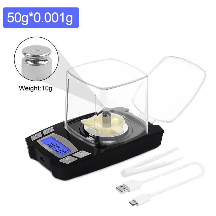 

NEWACALOX 50 г/100 г x 0,001 г USB зарядные весы для ювелирных изделий ЖК-цифровые карманные прецизионные электронные весы для медицинской лаборатории