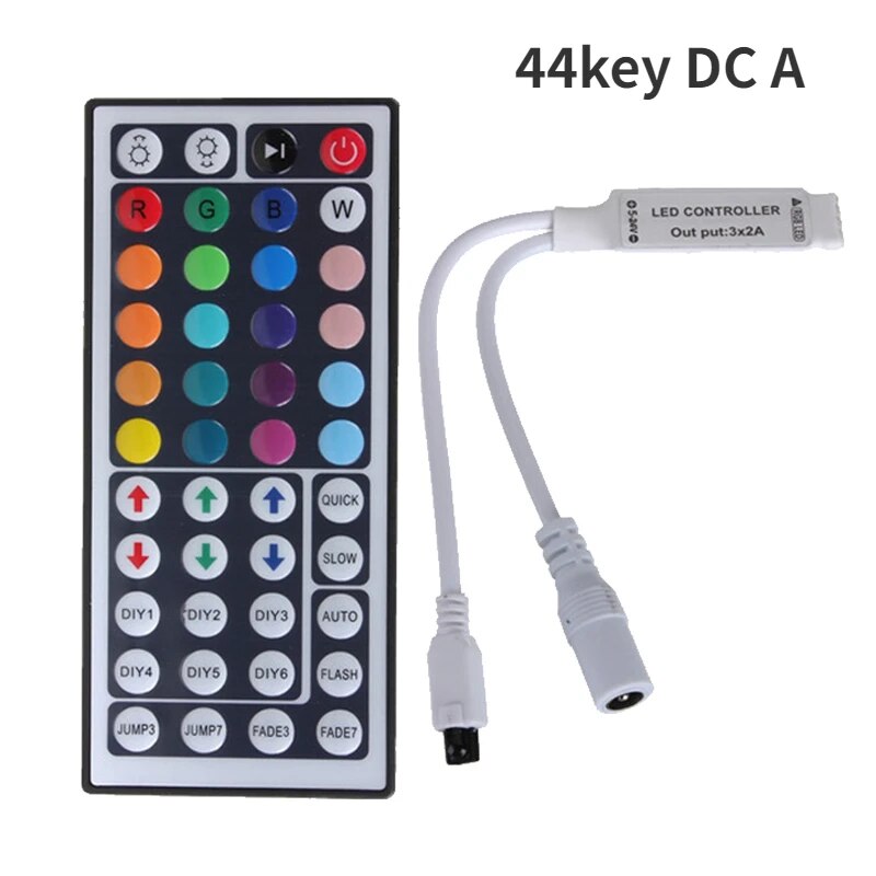 

RGB-контроллер, 44 клавиши, одинарные/Двойные выходные разъемы, постоянный ток, 12 В, 24 В, ИК-пульт дистанционного управления для 5050, 3528/2835 RGB, стандартная полоса