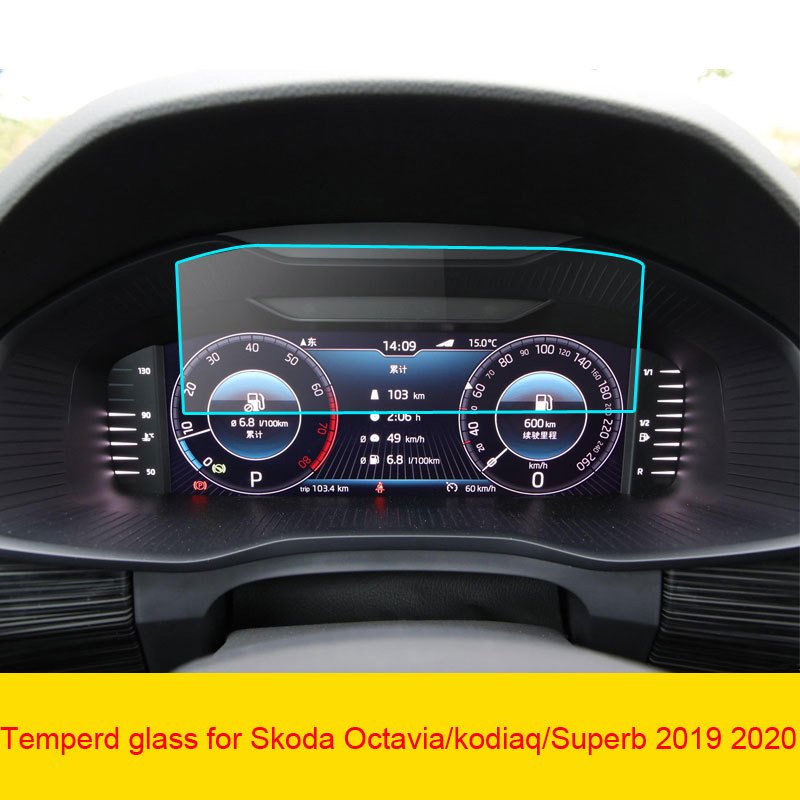 

Защитная пленка для экрана автомобиля из закаленного стекла для Skoda Octavia/kodiaq/Superb, ЖК-экран приборной панели, 2019 2020