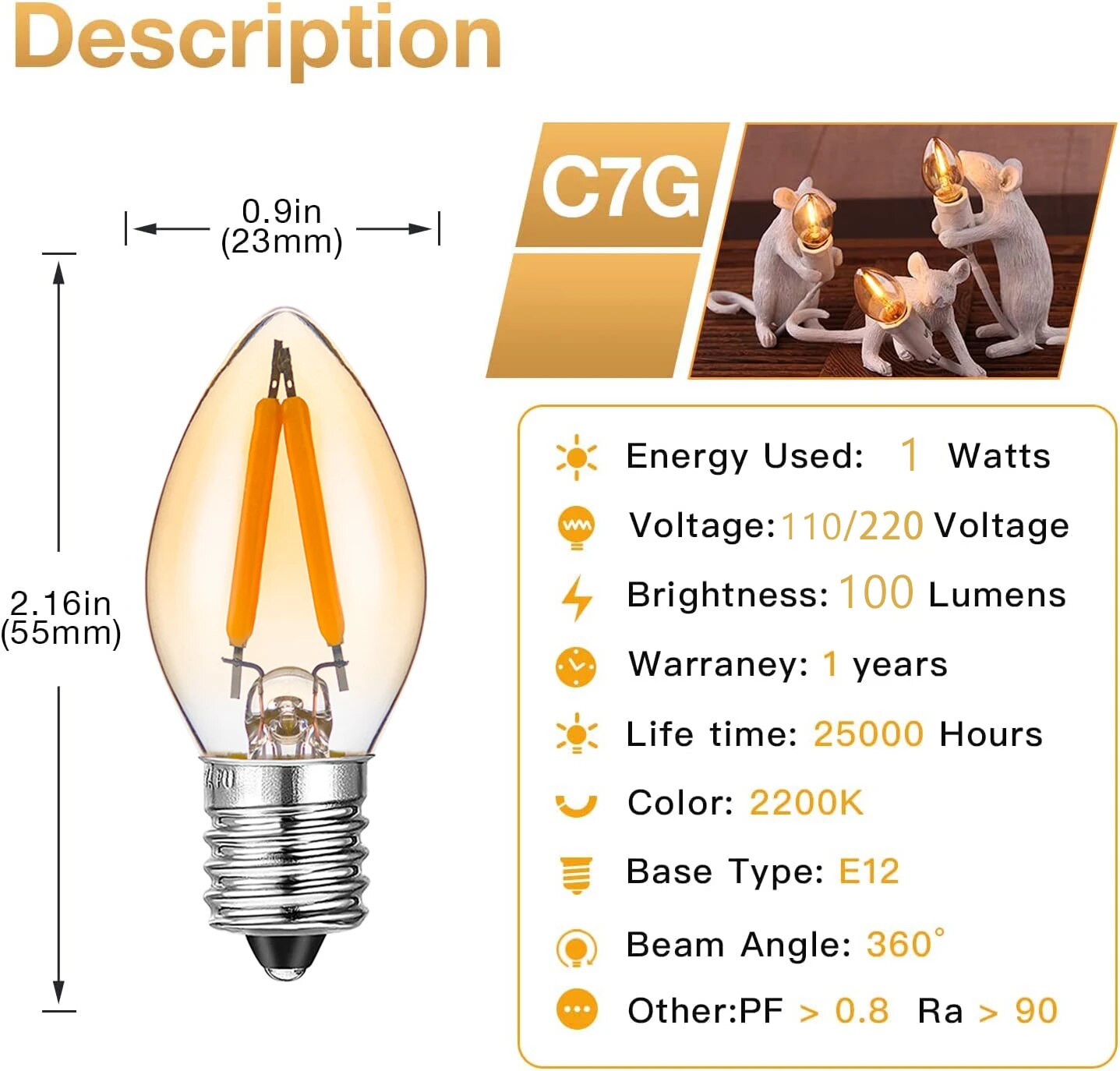 

GANRILAND Светодиодные лампочки E12 E14 220В теплый свет