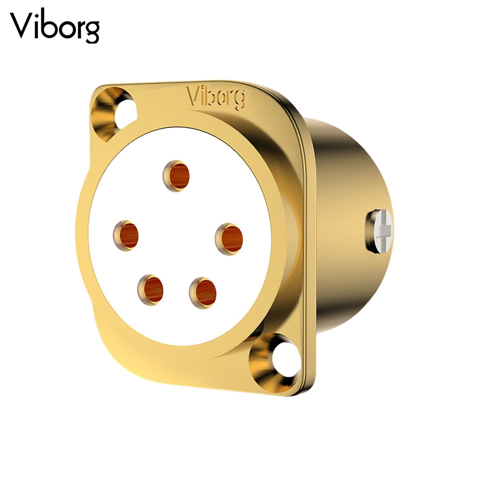 

1 шт. Viborg CF205G чистая медь 24-каратного позолоченного 5-контактного разъема XLR Сбалансированный разъем для наушников Stax Male Jack Разъем HIFI DIY