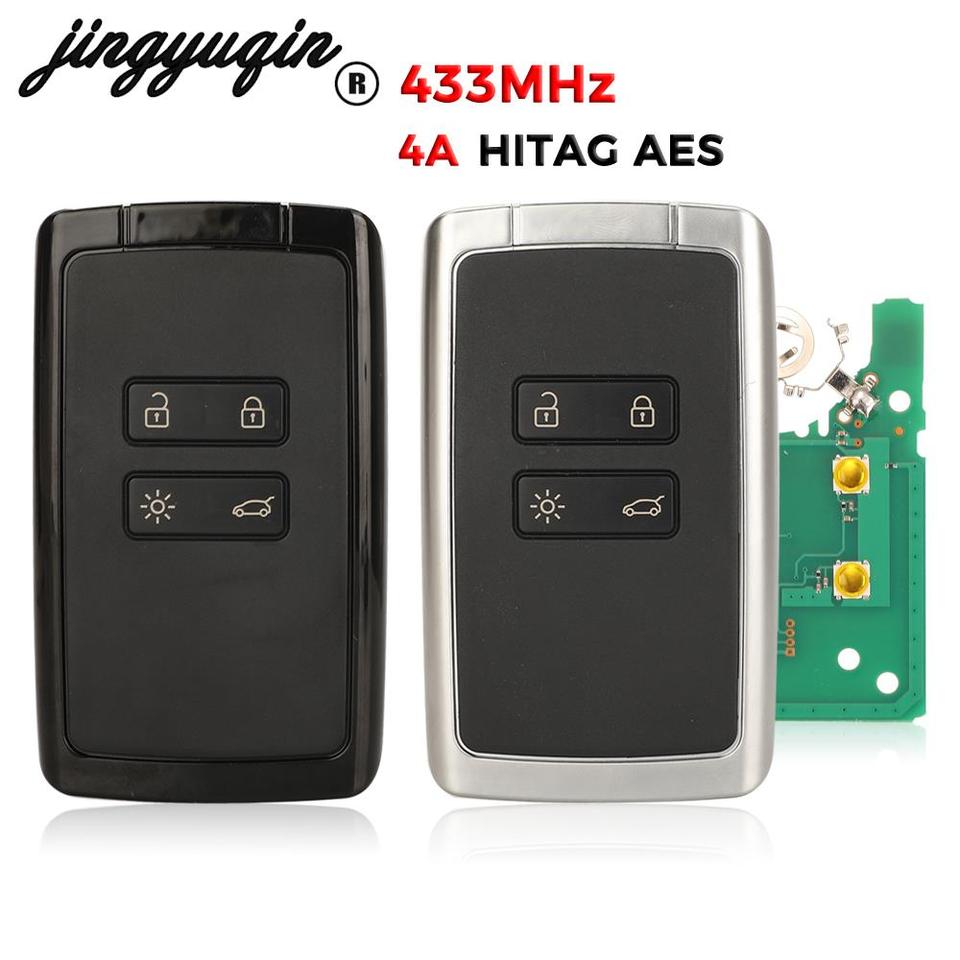 

Смарт-ключ для автомобиля jingyuqin 433 МГц, чип 4A для Renault Megane IV Espace 5 Scenic DUSTER CUPTUR KOLEOS Talisman