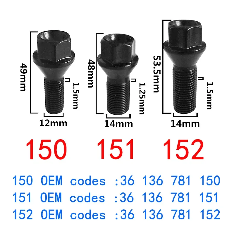 

M12 X 1,5 M14 X 1,25 M14 X 1,5 автомобильный винт ступицы колеса для Bmw F10 F11 F30 F32 F34 F15 F16 F25 4 шт. колесный винт Болт замок гайка
