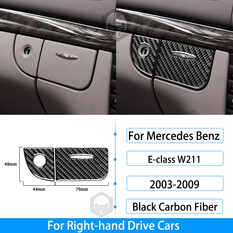 

Для Mercedes Benz E-Class W211 2003-2009 коробка для хранения копилота из углеродного волокна замок для ключей декоративная крышка аксессуары стикер