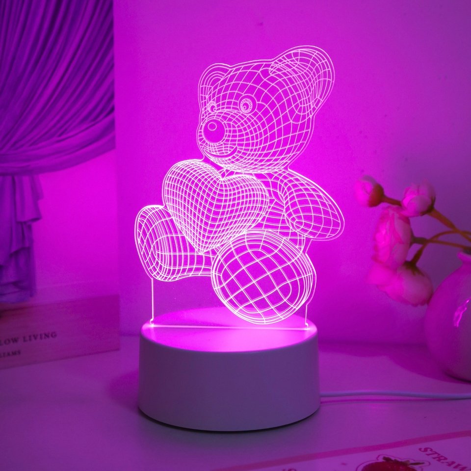 

USB 3D Ночник Медведь Новинка Освещение Домашний Обеденный Стол Декоративная Подсветка Уникальный Подарок На День Рождения И ...