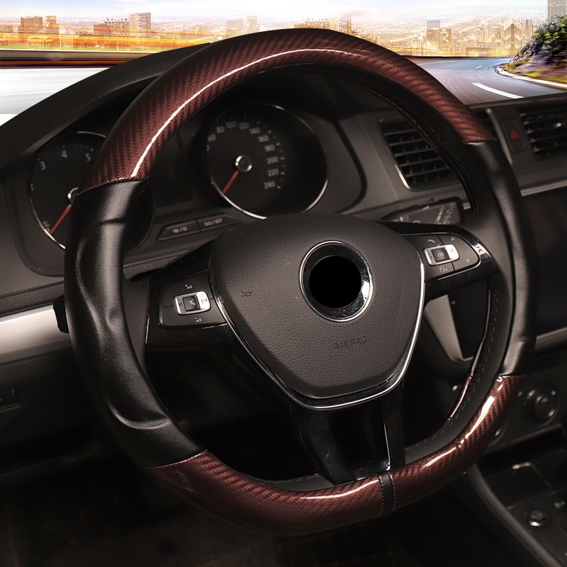

Для VW Golf 7 DERMAY чехол рулевого колеса автомобиля нескользящая Мягкая микроволоконная кожа + углеродное волокно аксессуары для интерьера