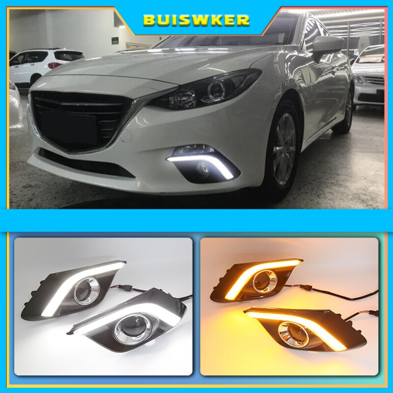 

DRL для Mazda 3 Mazda3 Axela 2014 2015 2016 светодиодный ные дневные ходовые огни дневной свет противотуманная лампа с указателем поворота