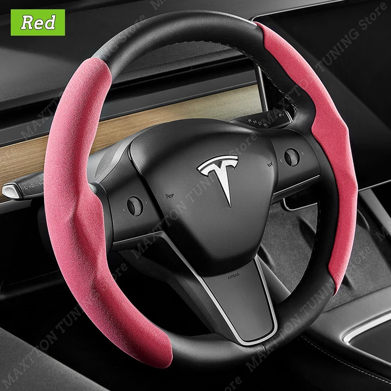 

Замшевый кожаный ультратонкий поглощающий пот чехол на руль для Tesla Model 3, модель Y, модель X, модель S, декоративная защита