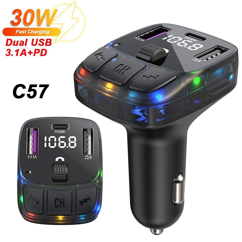 

Bluetooth FM-передатчик Двойной USB 3.1a Автомобильный MP3-плеер Автомобильный Радиоприемник Комплект Громкой Связи Беспровод...