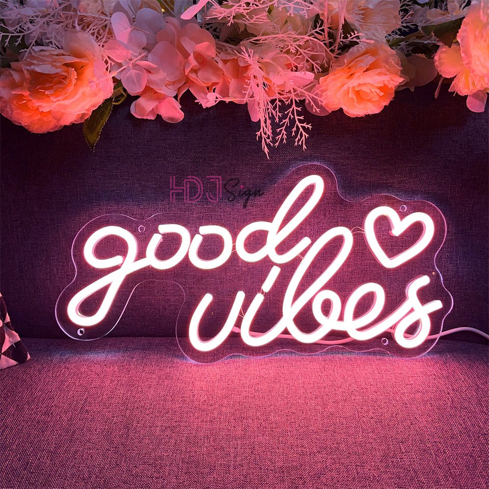 

BROCHAO Неоновая вывеска Good Vibes Розовая