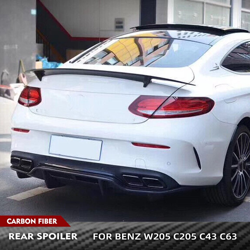 

Для Mercedes-Benz C Class Benz W205 C205 C200 C63 C43 Coupe 2015-2021 Автомобильный задний багажник из углеродного волокна, гоночный спойлер, крыло багажника