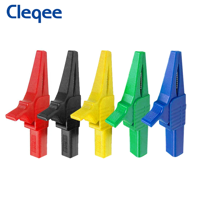 

Cleqee P2003 5 шт. 32A сверхмощный зажим типа «крокодил», безопасный медный зажим «крокодил», тестовые зажимы для мультиметра с разъемом типа «банан» 4 мм, 1000 В