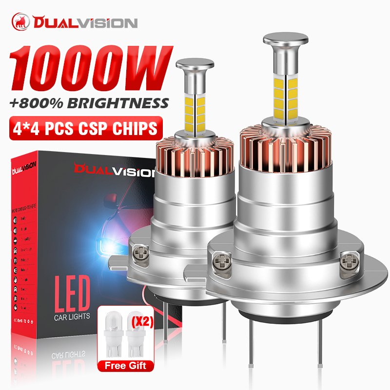

Светодиодные лампы для фар Dualvision 1000W Turbo H7 CANBUS 1000000 LM H7 Мини-лампа CSP Chips Беспроводная автомобильная светодиодная лампа с вентилятором 6000K 12V