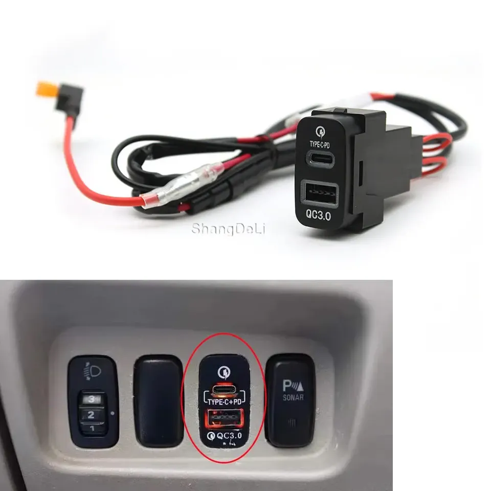 

Автомобильное зарядное устройство для быстрой зарядки TYPE-C PD USB-интерфейсная розетка для Mitsubishi Outlander Lancer Pajero Sport ASX V73 V93 V97