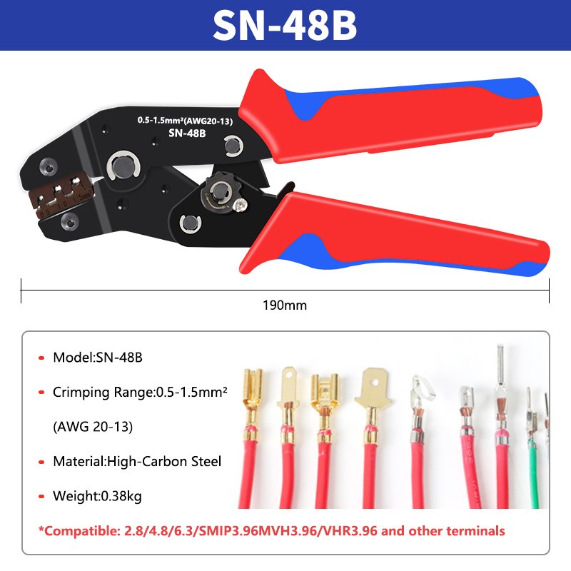 

Обжимные щипцы Lion Rage SN-48B для проводов 0,5-1,5 мм²