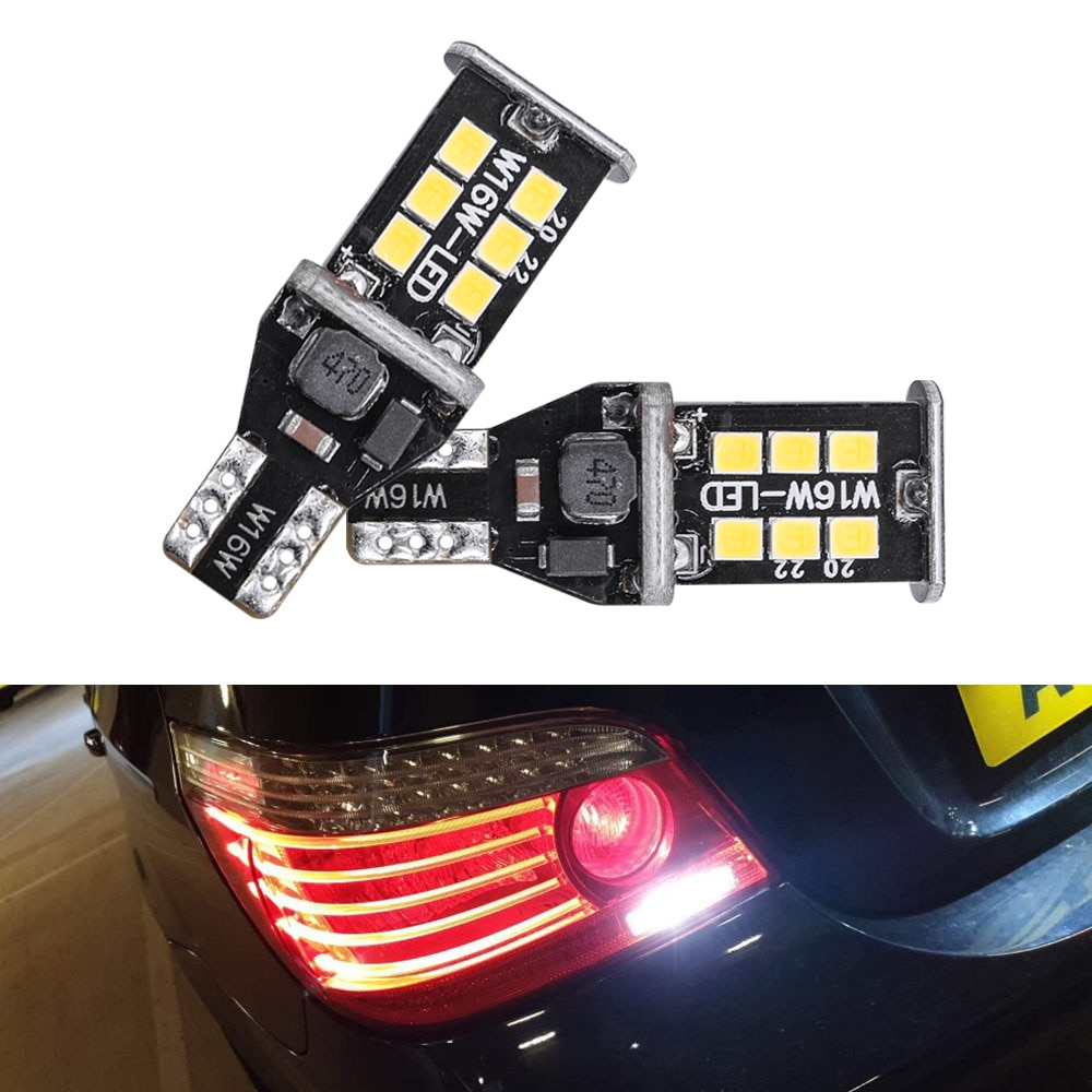 

2 шт., автомобисветодиодный светодиодные лампы Canbus T15 W16W 2835SMD для задних фонарей BMW 5 Series E60 05-08 E61 F10 F11 F07 Mini Cooper