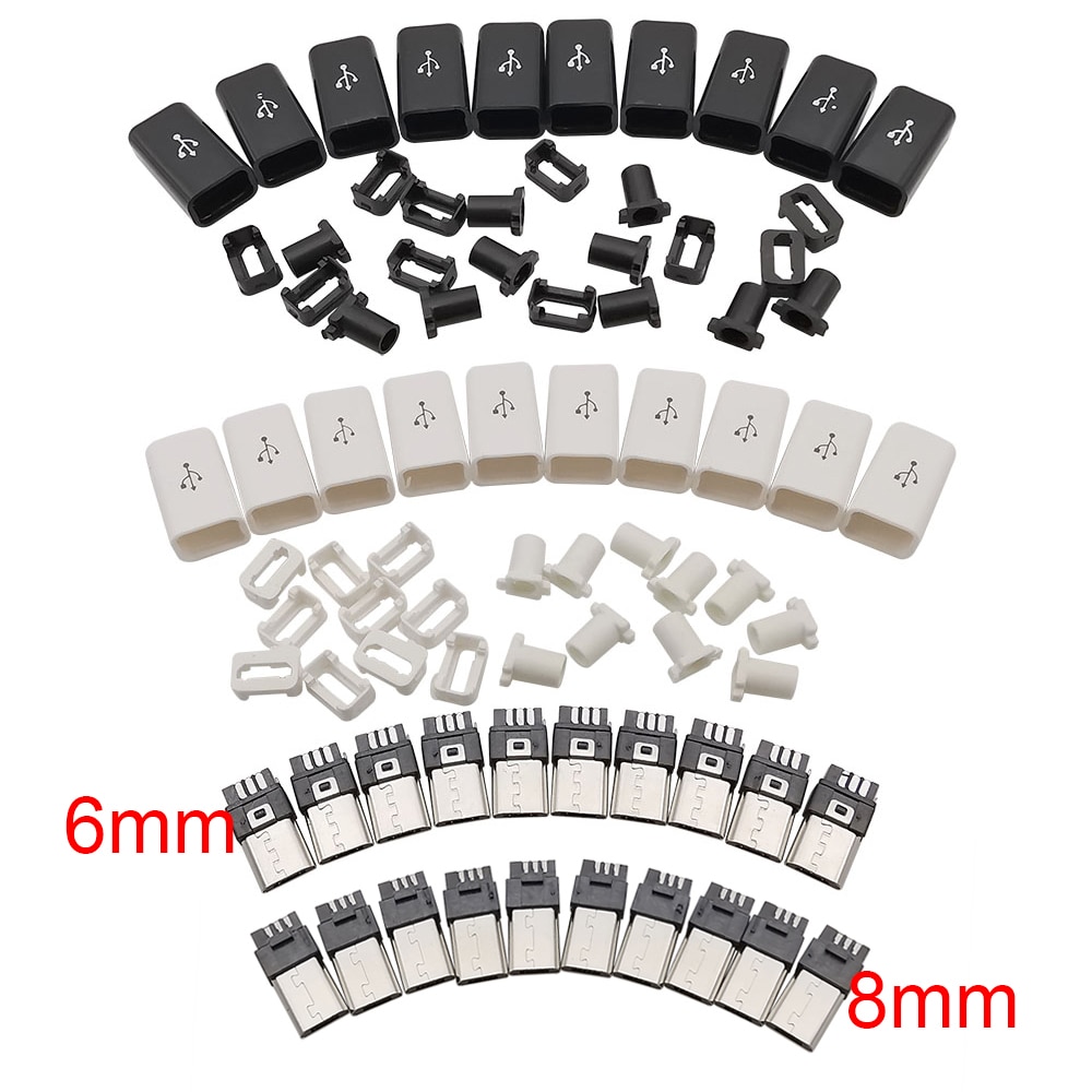 

Micro USB сварные штекеры 4 в 1, 10 шт., черный, белый