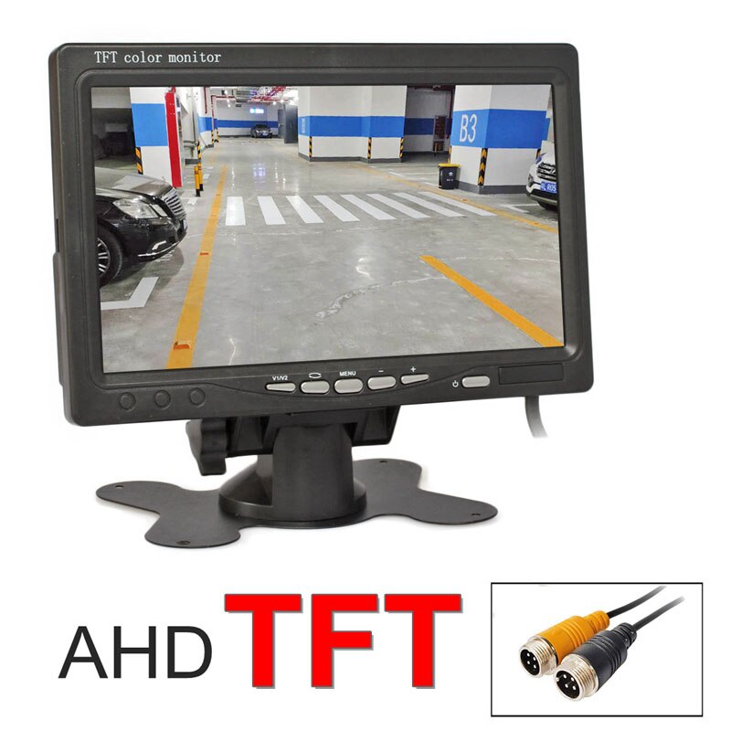 

DIYKIT 1024x600 AHD 7-дюймовый TFT ЖК-монитор автомобиля HD Монитор заднего вида Поддержка 1080P AHD-камеры 2 x 4-контактный видеовход